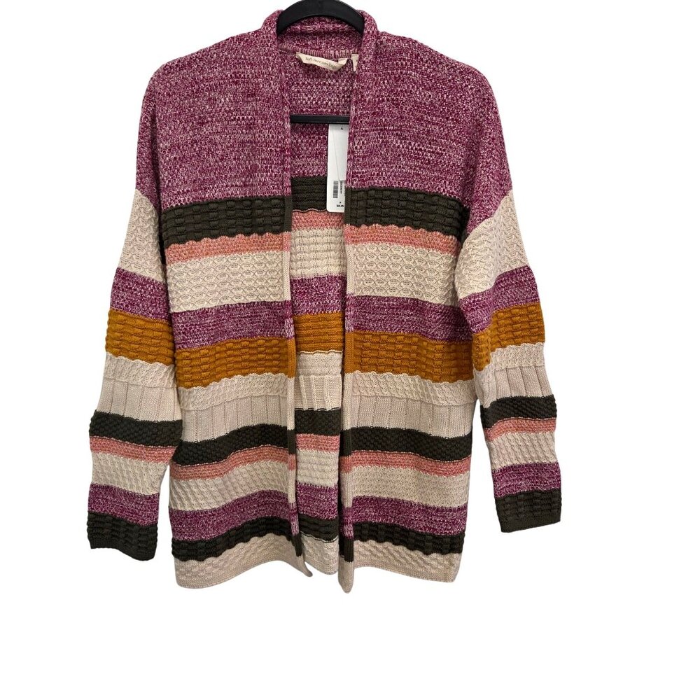 Soft Surroundings M Nima Cardigan Textured Striped Open Front Sweater. 3132